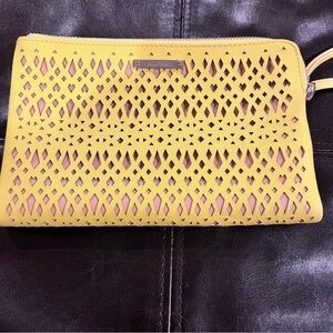 Stella & Dot Yellow Laser-Cut Clutch